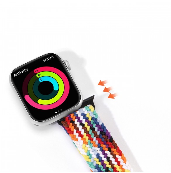 Dux Ducis-rem (Mixture II-version) Apple Watch Ultra, SE, 9, 8, 7, 6, 5, 4, 3, 2, 1 (49, 45, 44, 42 mm) flätat armband regnbå