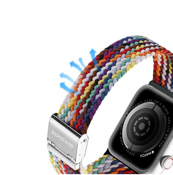 Dux Ducis-rem (Mixture II-version) Apple Watch Ultra, SE, 9, 8, 7, 6, 5, 4, 3, 2, 1 (49, 45, 44, 42 mm) flätat armband regnbå