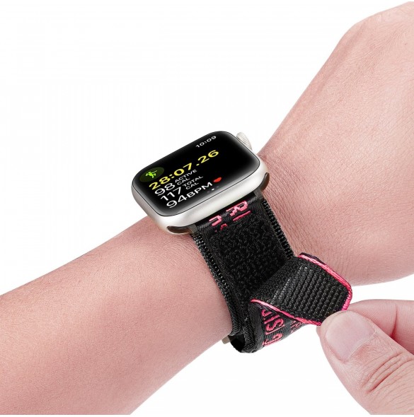Dux Ducis-rem (utomhusversion) Apple Watch Ultra Strap, SE, 9, 8, 7, 6, 5, 4, 3, 2, 1 (49, 45, 44, 42 mm) Nylonarmband svart