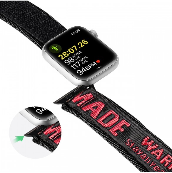 Dux Ducis-rem (utomhusversion) Apple Watch Ultra Strap, SE, 9, 8, 7, 6, 5, 4, 3, 2, 1 (49, 45, 44, 42 mm) Nylonarmband svart