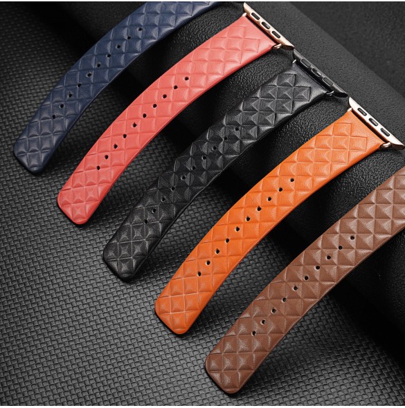 Dux Ducis Armband Läderklocka 7 Band 7/6/5/4/3/2 / SE (45/44 / 42mm) Armband Armband Äkta Läder Armband Orange (Enland Versio