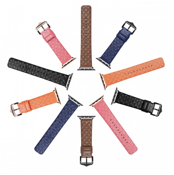 Dux Ducis Armband Läderklocka 7 Band 7/6/5/4/3/2 / SE (45/44 / 42mm) Armband Armband Äkta Läder Armband Orange (Enland Versio