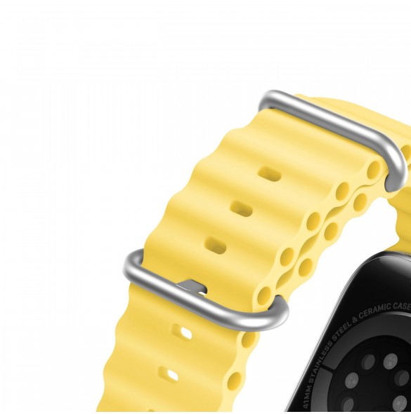 Dux Ducis Strap Watch Armband 9 / 8 / 7 / 6 / 5 / 4 / 3 / 2 / SE (41 / 40 / 38mm) Silikonband Armband Gul (OceanWave Version)