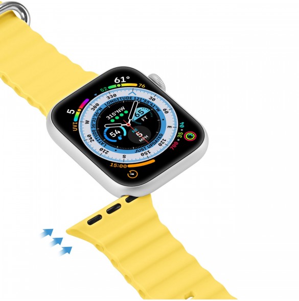 Dux Ducis Strap Watch Armband 9 / 8 / 7 / 6 / 5 / 4 / 3 / 2 / SE (41 / 40 / 38mm) Silikonband Armband Gul (OceanWave Version)