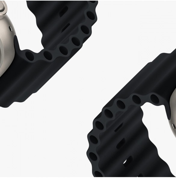 Dux Ducis Strap Watch Armband 9 / 8 / 7 / 6 / 5 / 4 / 3 / 2 / SE (45 / 44 / 42mm) Silikonbandarmband Grå (OceanWave-version)