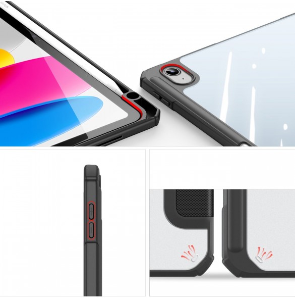 Dux Ducis Toby-fodral för iPad 10.9'' 2022 (10 gen.) skal med plats för Apple Pencil stylus smart skalställ svart