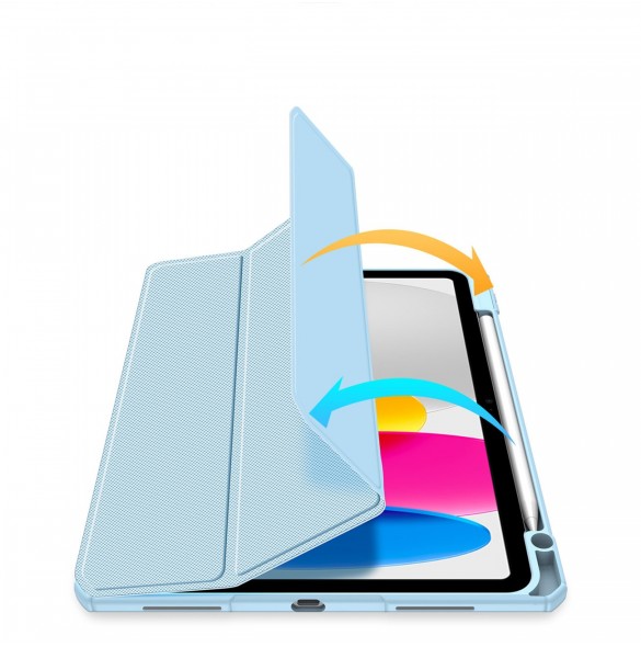 Dux Ducis Toby-fodral för iPad 10,9'' 2022 (10 gen.) skal med plats för Apple Pencil stylus smart skalställ blå