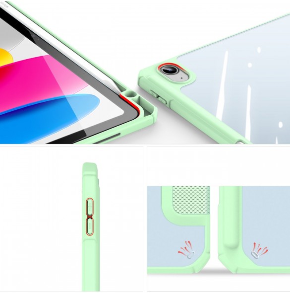 Dux Ducis Toby-fodral för iPad 10,9'' 2022 (10 gen.) skal med plats för Apple Pencil stylus smart skalställ grön