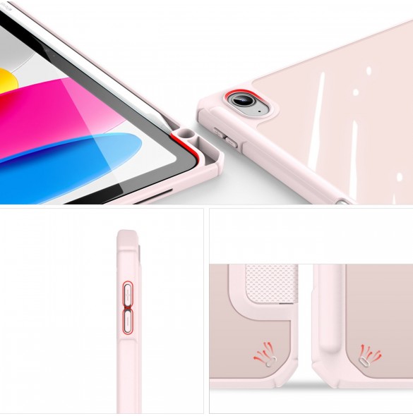 Dux Ducis Toby-fodral för iPad 10.9'' 2022 (10 gen.) skal med pennhållare Apple Pencil smart fodralställ rosa