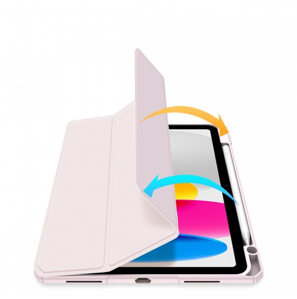 Dux Ducis Toby-fodral för iPad 10.9'' 2022 (10 gen.) skal med pennhållare Apple Pencil smart fodralställ rosa