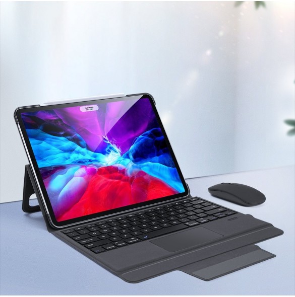 Dux Ducis Touchpad Tangentbordsfodral trådlöst Bluetooth-tangentbord iPad Pro 12,9'' 2018/2020/2021 svart