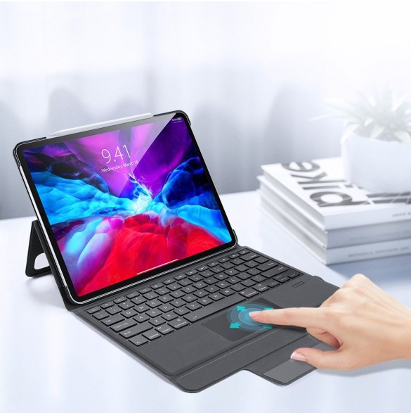 Dux Ducis Touchpad Tangentbordsfodral trådlöst Bluetooth-tangentbord iPad Pro 12,9'' 2018/2020/2021 svart