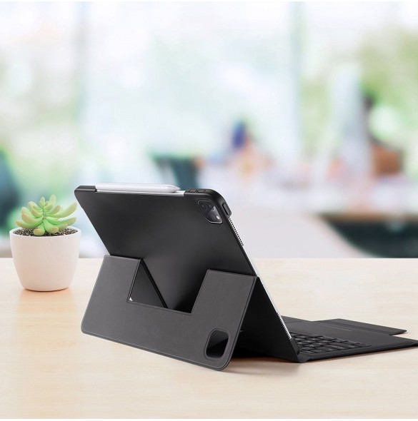 Dux Ducis Touchpad Tangentbordsfodral trådlöst Bluetooth-tangentbord iPad Pro 12,9'' 2018/2020/2021 svart