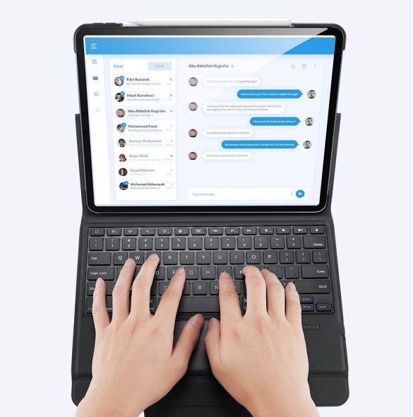 Dux Ducis Touchpad Tangentbordsfodral trådlöst Bluetooth-tangentbord iPad Pro 12,9'' 2018/2020/2021 svart