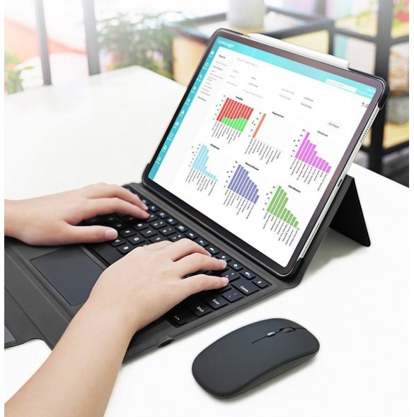 Dux Ducis Touchpad Tangentbordsfodral trådlöst Bluetooth-tangentbord iPad Pro 12,9'' 2018/2020/2021 svart