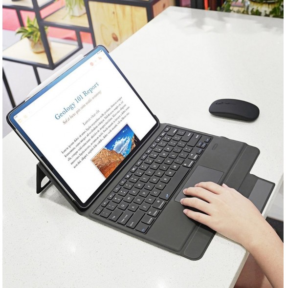 Dux Ducis Touchpad Tangentbordsfodral trådlöst Bluetooth-tangentbord iPad Pro 12,9'' 2018/2020/2021 svart