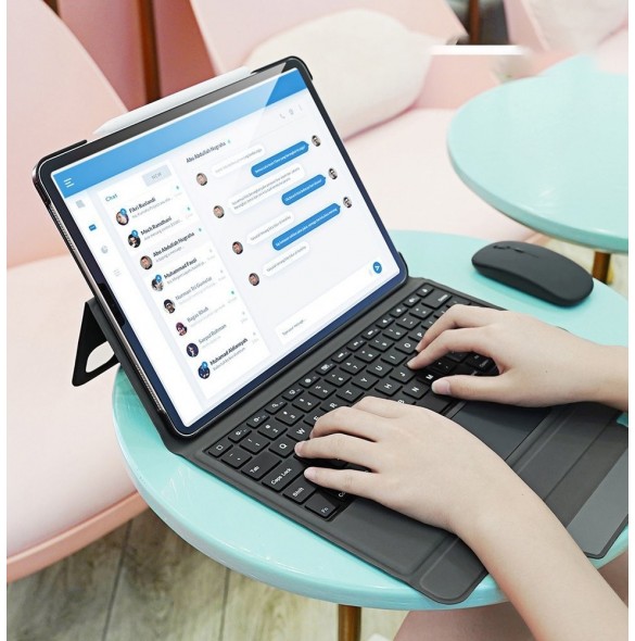 Dux Ducis Touchpad Tangentbordsfodral trådlöst Bluetooth-tangentbord iPad Pro 12,9'' 2018/2020/2021 svart