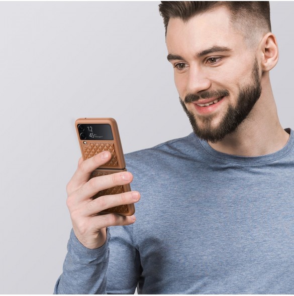 Dux Ducis Venice fodral till Samsung Galaxy Z Flip 4 läderfodral brunt