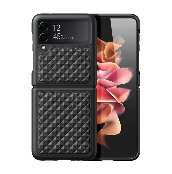 Dux Ducis Venice läderfodral till Samsung Galaxy Z Flip 3 Äkta läderfodral Svart