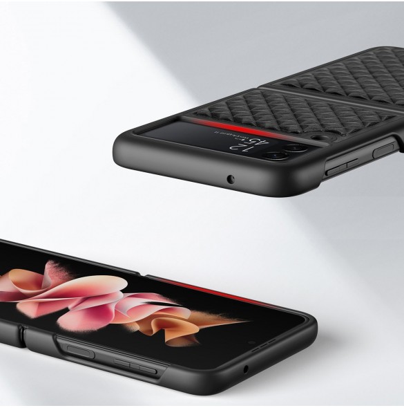 Dux Ducis Venice läderfodral till Samsung Galaxy Z Flip 3 Äkta läderfodral Svart