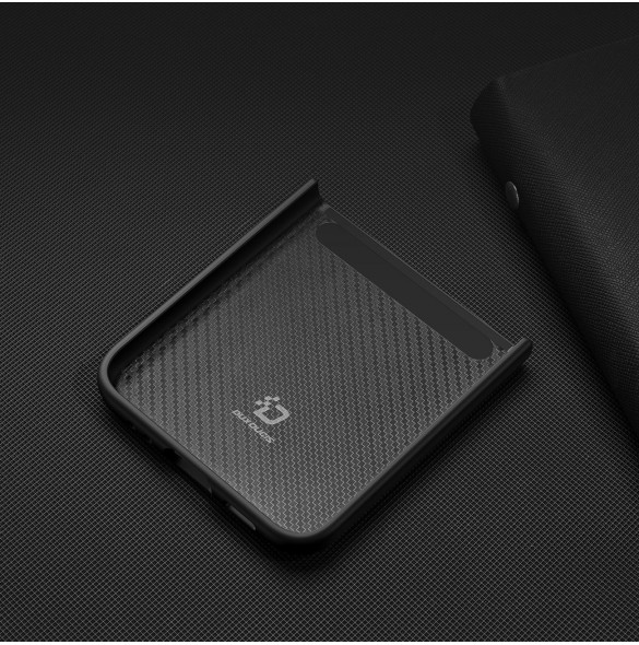 Dux Ducis Venice läderfodral till Samsung Galaxy Z Flip 3 Äkta läderfodral Svart