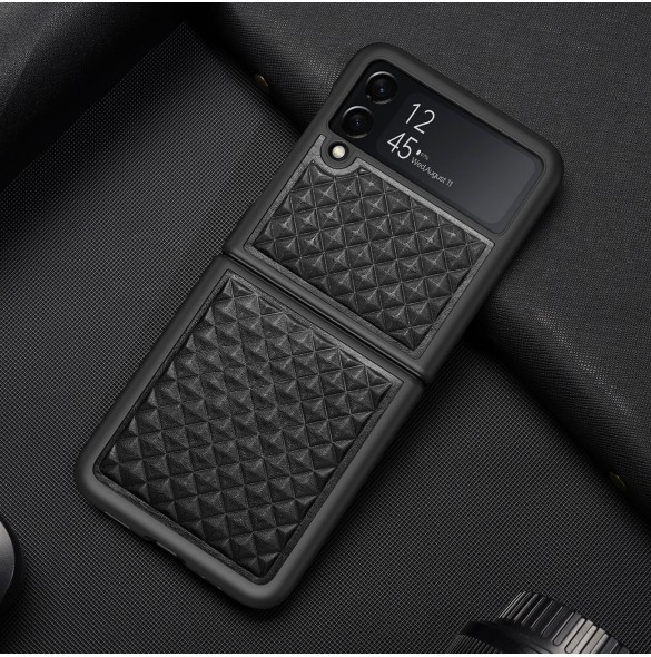 Dux Ducis Venice läderfodral till Samsung Galaxy Z Flip 3 Äkta läderfodral Svart