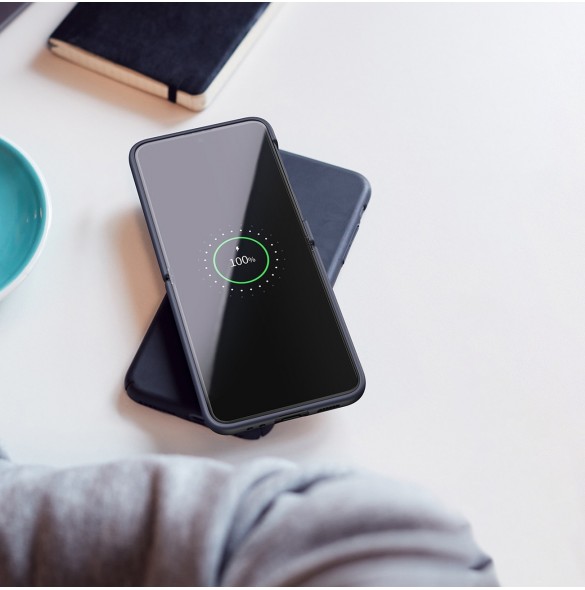 Dux Ducis Venice läderfodral till Samsung Galaxy Z Flip 3 Äkta läderfodral Svart