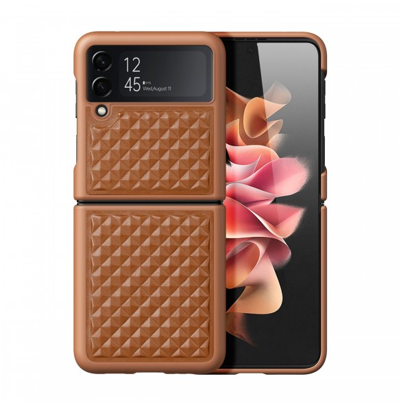 Dux Ducis Venice läderfodral till Samsung Galaxy Z Flip 3 Äkta läderfodral Brun