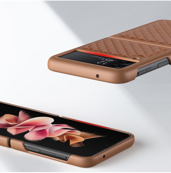 Dux Ducis Venice läderfodral till Samsung Galaxy Z Flip 3 Äkta läderfodral Brun