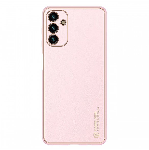Dux Ducis Yolo elegant skal tillverkat av ekologiskt läder för Samsung Galaxy A13 5G rosa