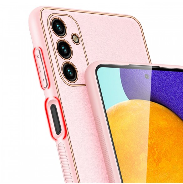 Dux Ducis Yolo elegant skal tillverkat av ekologiskt läder för Samsung Galaxy A13 5G rosa