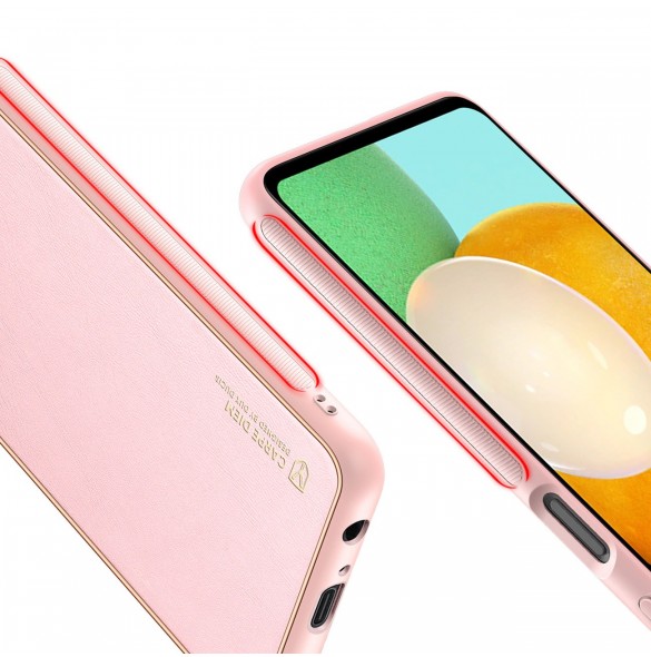 Dux Ducis Yolo elegant skal tillverkat av ekologiskt läder för Samsung Galaxy A13 5G rosa