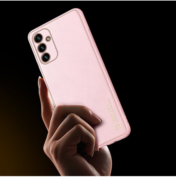 Dux Ducis Yolo elegant skal tillverkat av ekologiskt läder för Samsung Galaxy A13 5G rosa