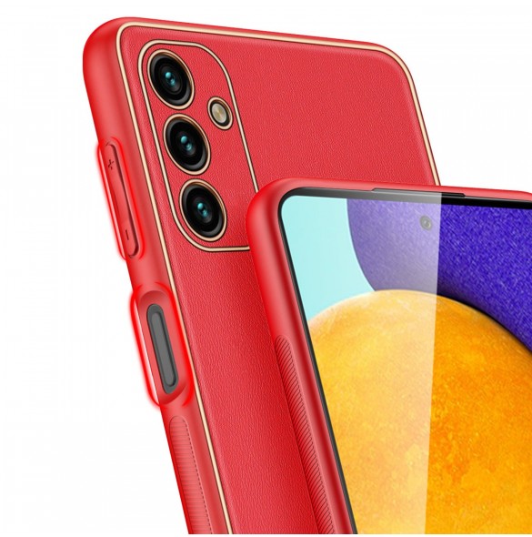 Dux Ducis Yolo elegant skal tillverkat av ekologiskt läder för Samsung Galaxy A13 5G röd