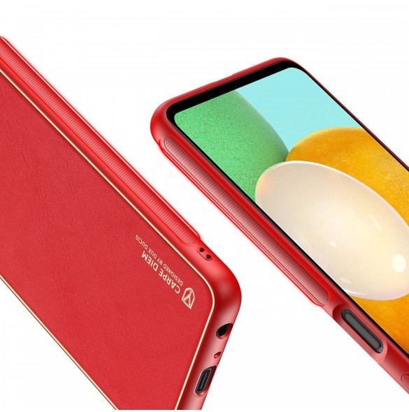 Dux Ducis Yolo elegant skal tillverkat av ekologiskt läder för Samsung Galaxy A13 5G röd