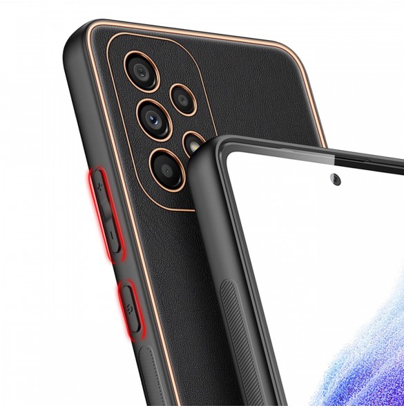 Dux Ducis Yolo elegant skal tillverkat av ekologiskt läder för Samsung Galaxy A53 5G svart