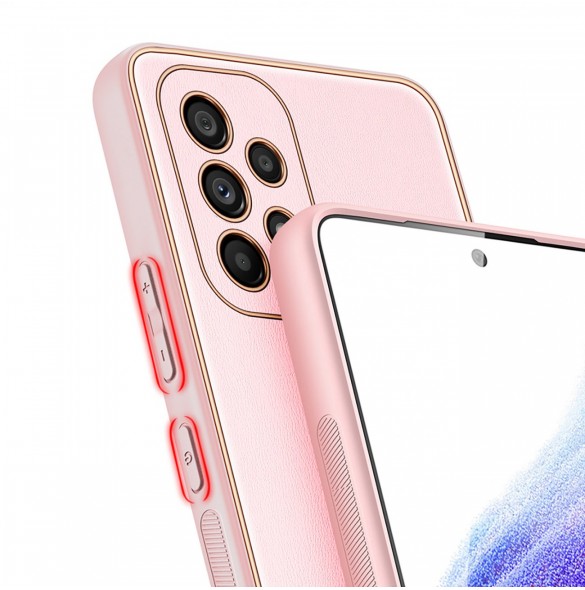 Dux Ducis Yolo elegant skal tillverkat av ekologiskt läder för Samsung Galaxy A53 5G rosa