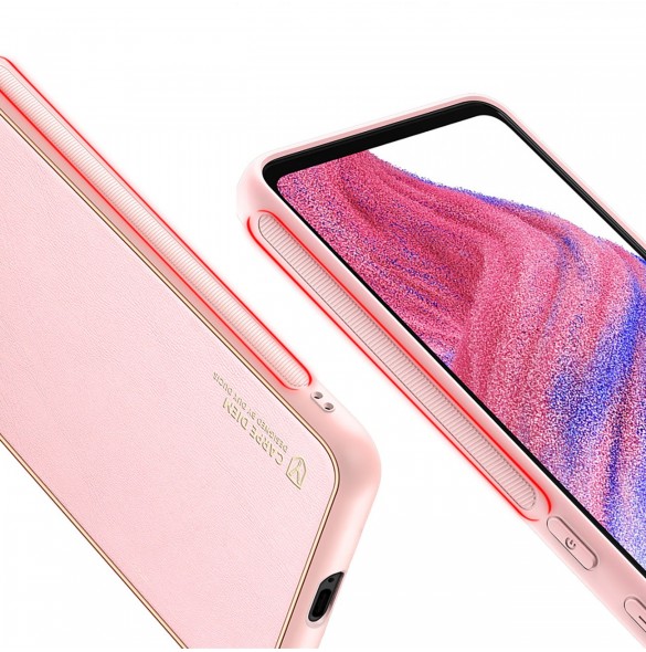 Dux Ducis Yolo elegant skal tillverkat av ekologiskt läder för Samsung Galaxy A53 5G rosa