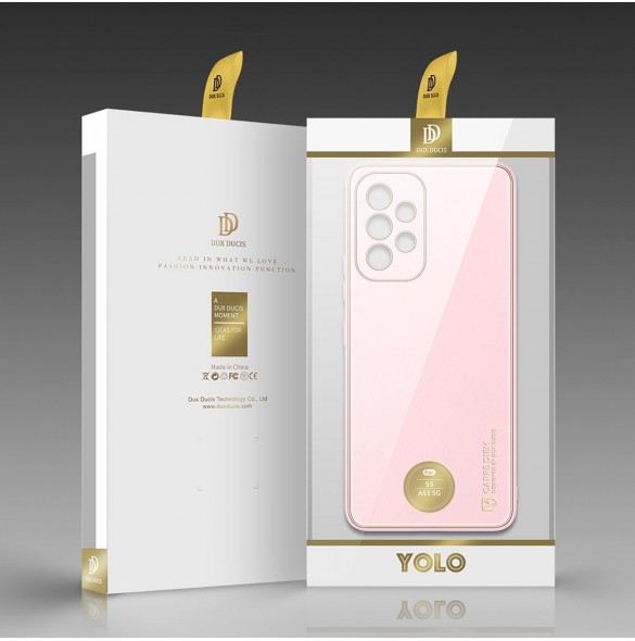 Dux Ducis Yolo elegant skal tillverkat av ekologiskt läder för Samsung Galaxy A53 5G rosa
