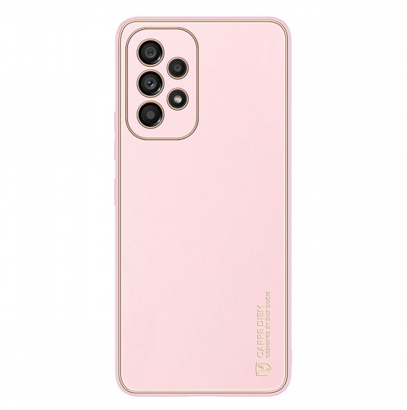 Dux Ducis Yolo elegant skal tillverkat av ekologiskt läder för Samsung Galaxy A53 5G rosa