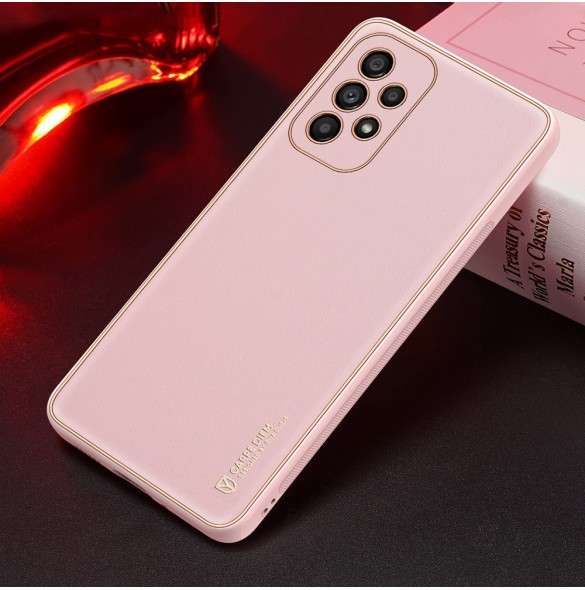 Dux Ducis Yolo elegant skal tillverkat av ekologiskt läder för Samsung Galaxy A53 5G rosa