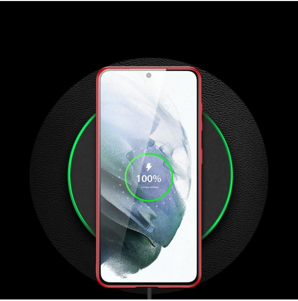 Dux Ducis Yolo elegant skal tillverkat av ekologiskt läder för Samsung Galaxy S21 FE röd