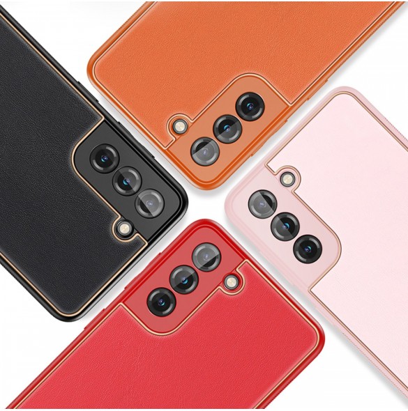 Dux Ducis Yolo elegant skal tillverkat av ekologiskt läder för Samsung Galaxy S21 FE röd