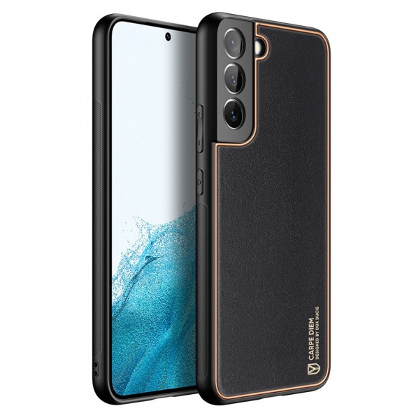 Dux Ducis Yolo elegant skal tillverkat av ekologiskt läder för Samsung Galaxy S22 + (S22 Plus) svart