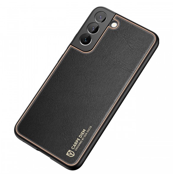 Dux Ducis Yolo elegant skal tillverkat av ekologiskt läder för Samsung Galaxy S22 + (S22 Plus) svart