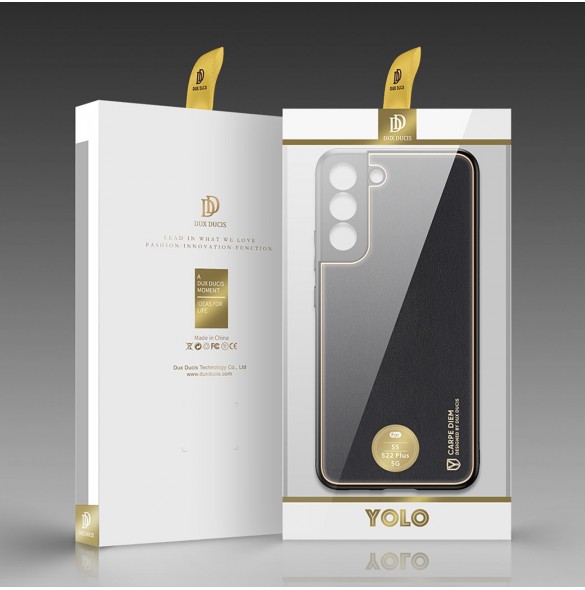 Dux Ducis Yolo elegant skal tillverkat av ekologiskt läder för Samsung Galaxy S22 + (S22 Plus) svart