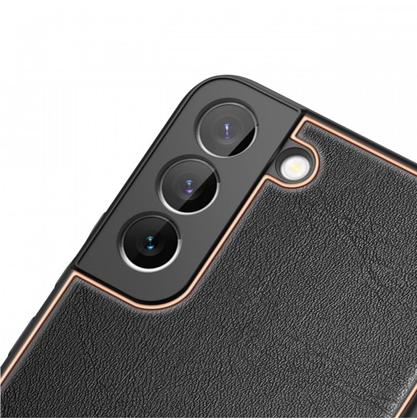 Dux Ducis Yolo elegant skal tillverkat av ekologiskt läder för Samsung Galaxy S22 + (S22 Plus) svart