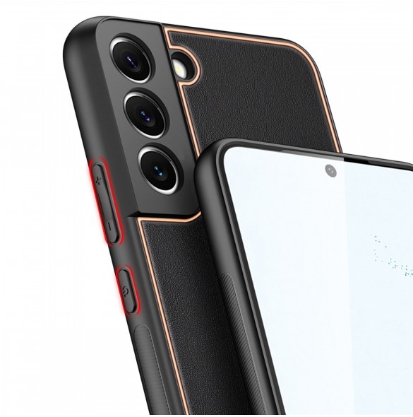 Dux Ducis Yolo elegant skal tillverkat av ekologiskt läder för Samsung Galaxy S22 + (S22 Plus) svart