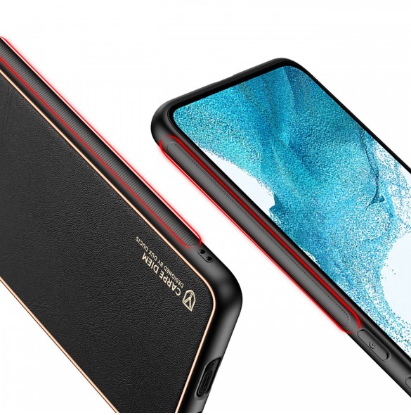Dux Ducis Yolo elegant skal tillverkat av ekologiskt läder för Samsung Galaxy S22 + (S22 Plus) svart