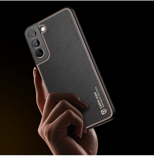 Dux Ducis Yolo elegant skal tillverkat av ekologiskt läder för Samsung Galaxy S22 + (S22 Plus) svart